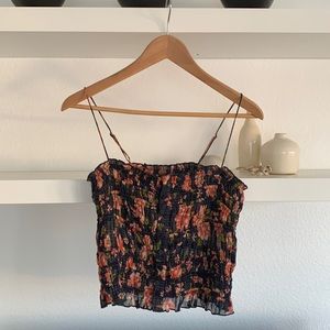 FREE PEOPLE ONE. 100% cotton, rushed, tube top with adjustable straps. XS